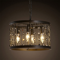 ZX American Vintage LED Pendant Lamp Iron Tassel Industrial Light Circular Restaurant Bar Crystal Lamp Living