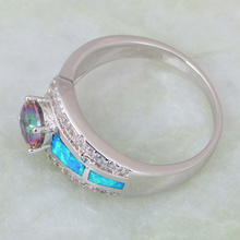 Distinctive best gift Fashion women ring Pink Rainbow Mystic Topaz Opal 925 sterling silver jewelry ring