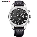 SINOBI Mens Military Chronograph Wrist Watches Luxury Brand Date Leather Clock Male Sports Shock Geneva Quartz