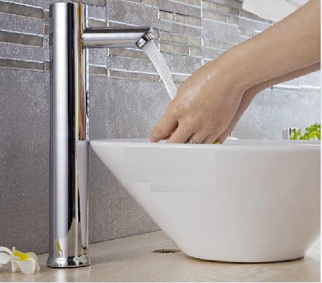 Hands Free Automatic Sensor Tap Hot & Cold Water Bathroom Basin Faucet Sink Mounted 220V or 6V battery power