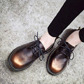 2016 Women Flats Grils Oxford Leather Shoes Female Metallic Luster Motorcycle Boots Flat Casual Shoes Women