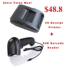 Cheap thermal 58mm pos receipt printer use direct thermal paper usb port and laser barcode scanner for supermarket for sale
