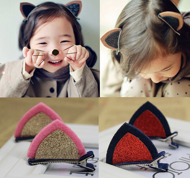 Image of A PAIR Lovely cat ears hairpin children's hair ornaments hair accessories+FREE SHIPPING