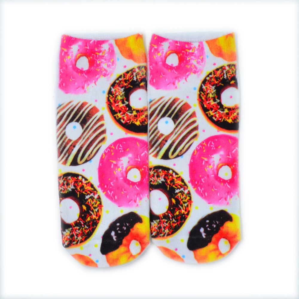 Image of Free Shipping 1 Pair Boy&Girl's 3D Print Cute Candy Foods&Flowers Printed Multiple Color Unisex Cotton Ankle Socks Intimate Gift