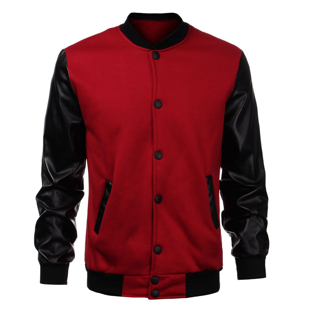 Cool Mens Wine Red Mens Jacket Autumn Fashion Slim Black Pu Leather