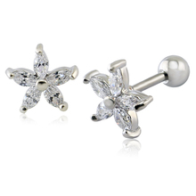 1 Pair Flower Star Earrings Cz Zirconia Ear Stud Earring For Women 16 Gauge Cheap Earring Screw Ball Cute Earrings Girls Jewelry