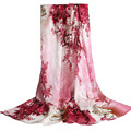 175 55cm Long Floral print Silk Scarf Women Shawl Fashion Print Flower Bandana Big Size Soft