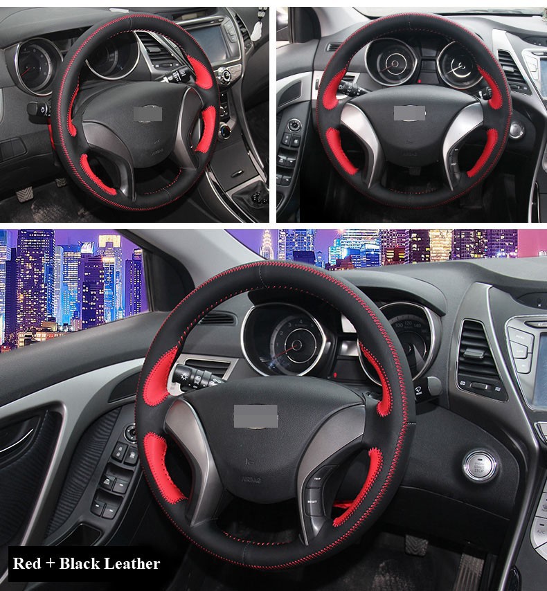for Hyundai Elantra 2011-2014 Avante I30 Leather Steering Cover Red
