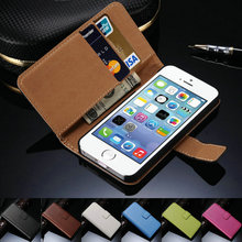 Flip Book Style Genuine Case For iPhone 4/4S/5/5S Luxury Flip Real Leather Phone Bag Case Full Protection Skin With Card Holder