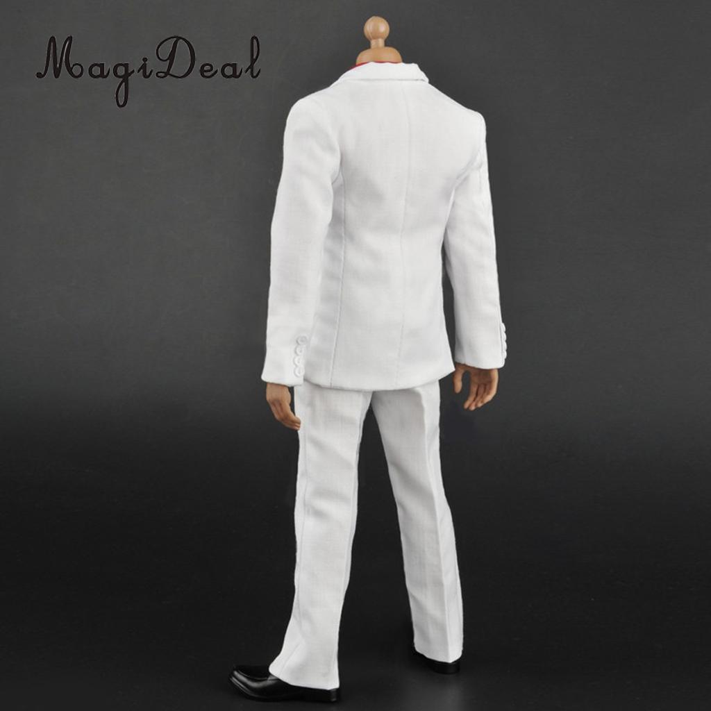 1//6 White Shirt Khaki Suit Pants Clothes Set For 12/" Hot Toys Action Figure