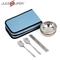 6 Set Camping Double Portable Stainless Steel Lunchbox Thermal Insulation Bento Chopsticks Spoon Bowl Tableware High