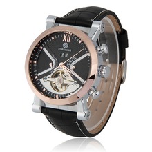 Luxury Brand FORSINING New Mechanical Watch Auto Flywheel Men s Watches Wristwatch Brown Leather relojs Free
