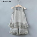 VORO BEVE 2017 New Spring and Summer Fashion Children s Clothing Girls Cotton hem lace flower