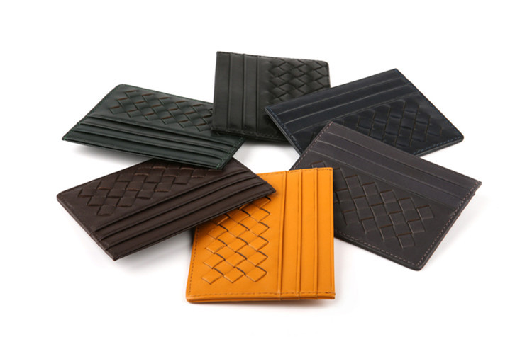 Fashion Handy Card Wallet Knitting Thin Card & ID Holders Men Wallet High Quality Genuine Leather Wallet Card D022(2)          r