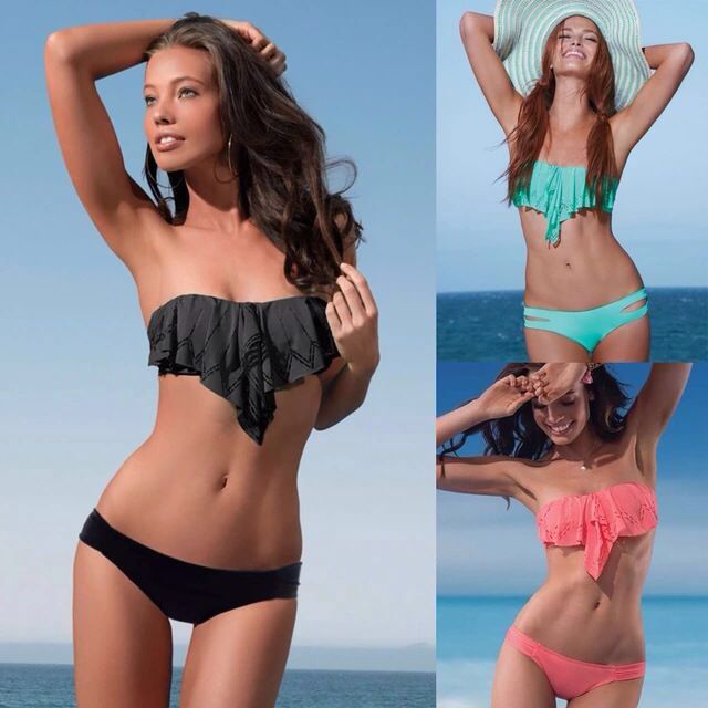 2016 New Summer Fashion Sexy Women Bikini Swimsuit hollow tube top swimwear Size S/M/L