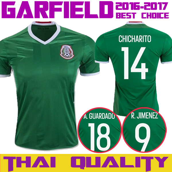 Image of New 2016 Mexico Soccer Jersey 14 GHICHARITO 11 GARLOS V Home Green Jersey Away Football Shirt 16 17 Training Uniform Chandal