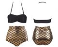 2016 Girls Sexy Swimsuit Mermaid Bikini Women High Waist Bottom Push Up Shells Top Two Piece