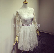 DHL Free Shipping Robe Mariage 2016 Long Sleeve Lace Appliques A Line Wedding Dresse Vestido De Novia FM03