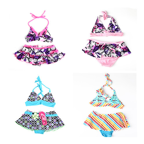 Girls Children Swimming Bathing Suit Biquine Butterfly Printed Costume Swimwear Swimsuit Bikini Meias Infantil Two Pieces
