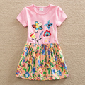2016 retail BABY Girl Clothes short Sleeve Girls Dress Kids pretty Dresses A line children clothing