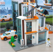 KAZI 450pcs City Hospital Rescue Center Ambulance Helicopter Building Block Kids Educational Toys Compatible with legodt