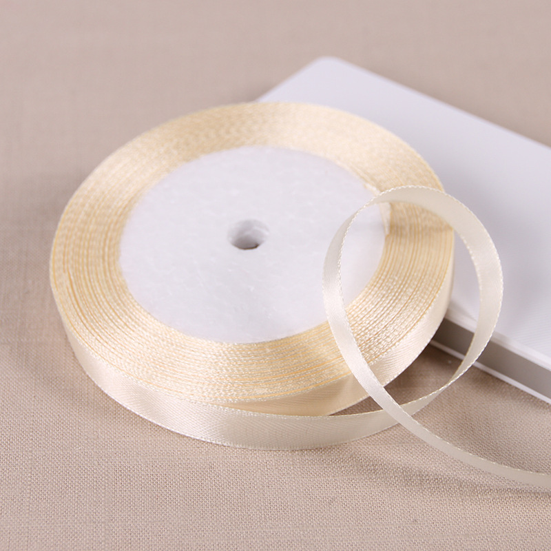 Description Picture 5 of item25 Yards 6/10/12/15/20/25/32/38/50/75mm Beige Color Polyester Satin Ribbon for Wedding Party Decoration&DIY Gift Wrapping Ribbon