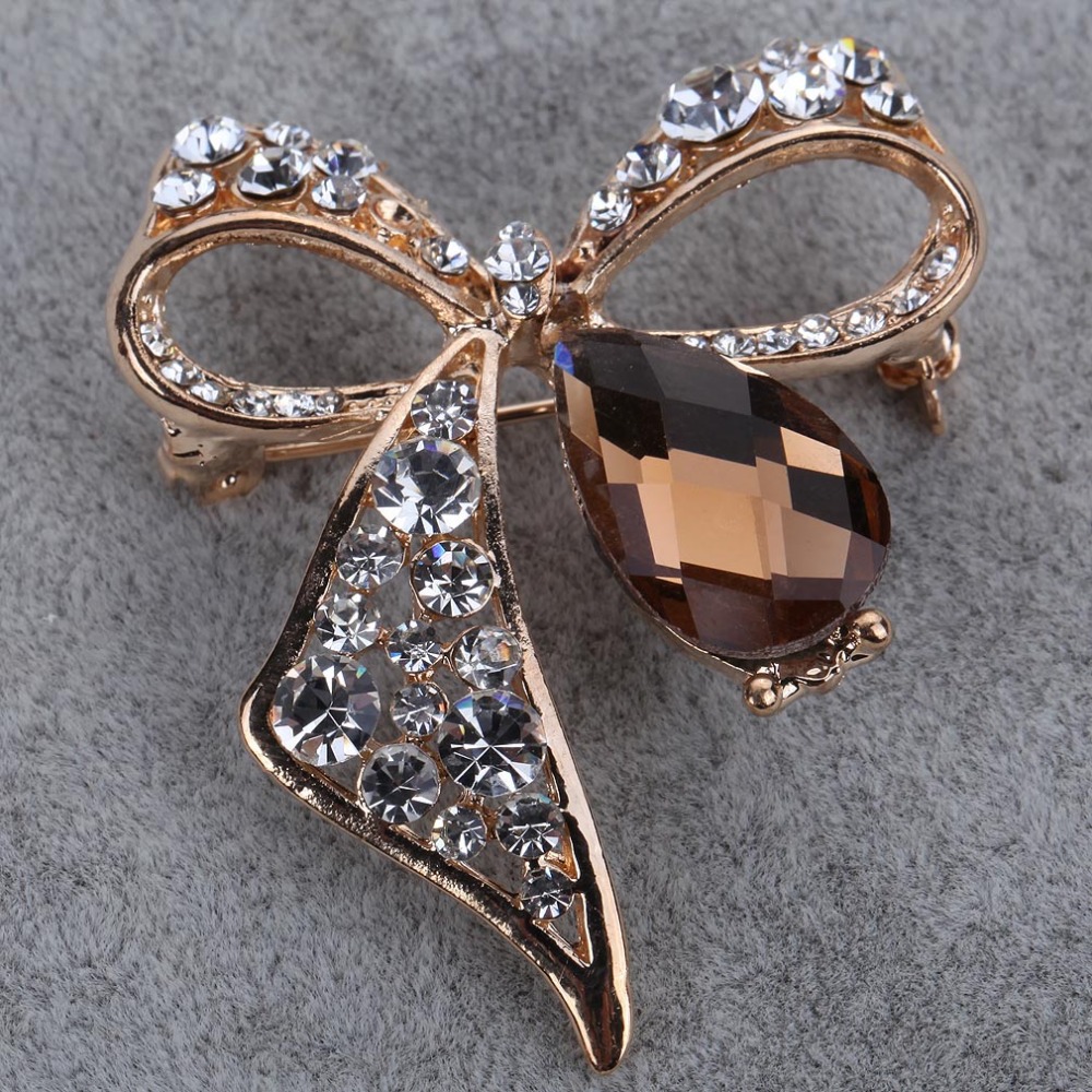 Image of Fashion Fine Jewelry Summer style Crystal Gold Plated Brown Stone rhinestone brooches for Women