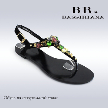 BASSIRIANA - женские босоножки из натуральной кожи, черный цвет, размер 35-41, сандалии на плоской подошве, бесплатная доставка