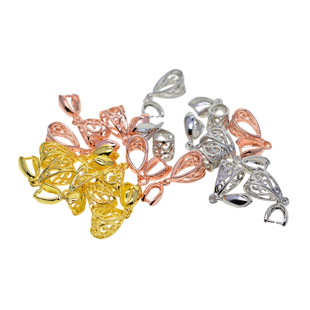 18PCS 3 Colors Copper Jewelry Making Findings Pinch Bail Hook Accessories 