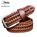 2016 New Belt Man Fashion Mens belts luxury genuine leather Brown braided Real Cow skin straps