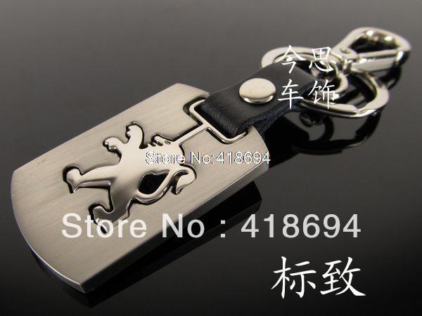 Image of 2014 rushed car peugeot keychain alloy key chain double faced emblem accessories used in 307 308 of all loss sale free shipping