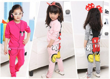 z6 2016 Models Baby Girls Kids Mickey Minnie Coat+Pants Sportwear Tracksuit Children’s Clothing sport suit Outfits free shipping
