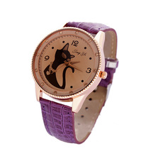 Fashion relogio feminino Women Ladies Leather Quartz Wristwatches Classic Sex Kitty Diamond Rhinestone Watches Female Hours