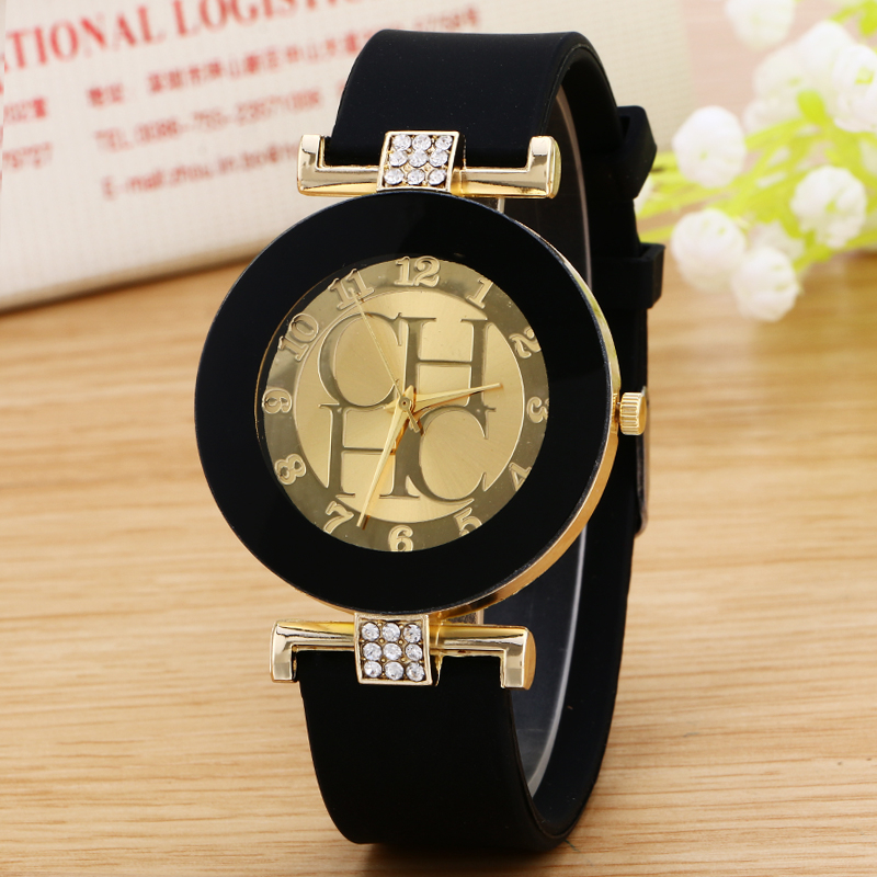 Image of 2016 ladies watch new tide comfortable silicone strap quartz watch set auger gold watches selling styles time clocks men watches