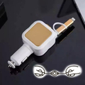 Newest Car Charger for iPhone 5 6 Adapter Micro USB Retractable Cable for Samsung 2 in