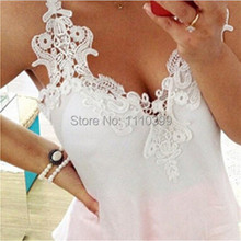 2015 Women’s Casual Lace Suspenders Sexy Chiffon Blouse Tank Cropped Bustier Regata Crochet Vest Bralet Sport Top xxxl