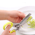Stainless Steel 5 Layer Scissors Multifunctional Kitchen Knives Sushi Shredded Scallion Cut Herb Laver Broken Spices