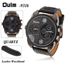 Oulm 9316 reloj deportivo zona horaria múltiple cuarzo reloj del barco uñas militar hombres de los relojes de sub marca la decoración