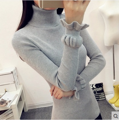2015 winter women's pullover turtleneck sweater female sweater slim basic shirt female outerwear thickening