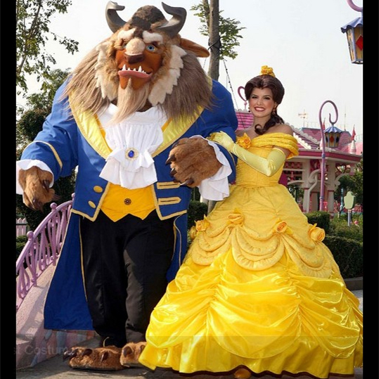 New 2016 Free Shipping Fantasia Halloween Women Cosplay Princess Belle Dress Beauty And The Beast Adult Princess Belle Costume