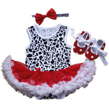 Newborn Girls princess dress Cotton Dairy cow Sleeveless Romper Tutu jumpsuit+headband+Toddler shoes Infant clothing 3pcs/set