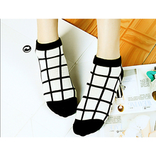 1 pair Soft Socks Elastic Low Cut Grids Stripes Ankle Socks Cotton Houndstooth Sport Exercise Hotsell