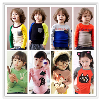 Новый 2014 мальчиков бренд футболки тис мальчик футболки дети тройники длинный рукав 100% хлопок девочек топ детской одежды