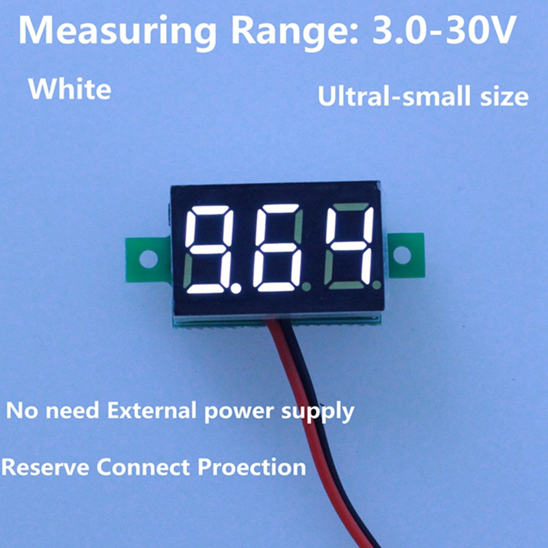 5PCS Battery Monitor DC 3-30V Car Digital Volt Voltage Panel Meter Gauge Auto Voltmeter Battery Monitor With White Led Display