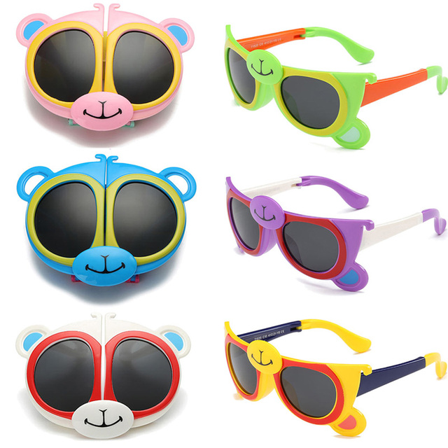 Горячая Продажа Поляризованных Солнцезащитных Очков Óculos Gafas Дети Солнца Складной Солнцезащитные Очки UV400 Объектива Медведь Рамка Sunglass Infantiles SKT1520