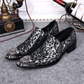 New Autumn Winter Mens Genuine Leather Shoes Leopard Print Italian Formal Men s Dress Shoes Party