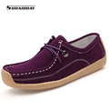 2016 New Autumn Women Cow Suede Lace Up Shoes Woman Hand sewn Leather Flats Boat Flat