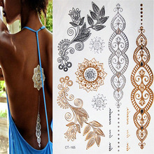 Sexy temporary tattoos gold necklace bracelet metal temporary tattoo tattoo products women tattoo flash of fake gold and silver