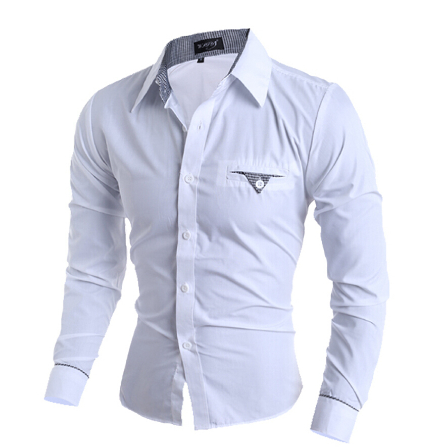 Men Shirt 2015 Fashion Brand Men\'S Chest Pocket Va...