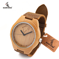 BOBO BIRD Brand Wolf Design Men Watches with Genuine Leader Strap Best Bamboo Watch Wood Wristwatch